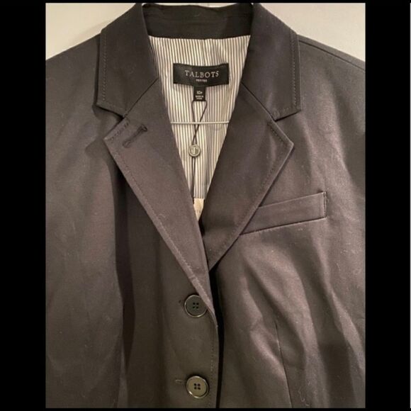 TALBOTS SHINY BLACK BLAZER JACKET 10 - Picture 5 of 5